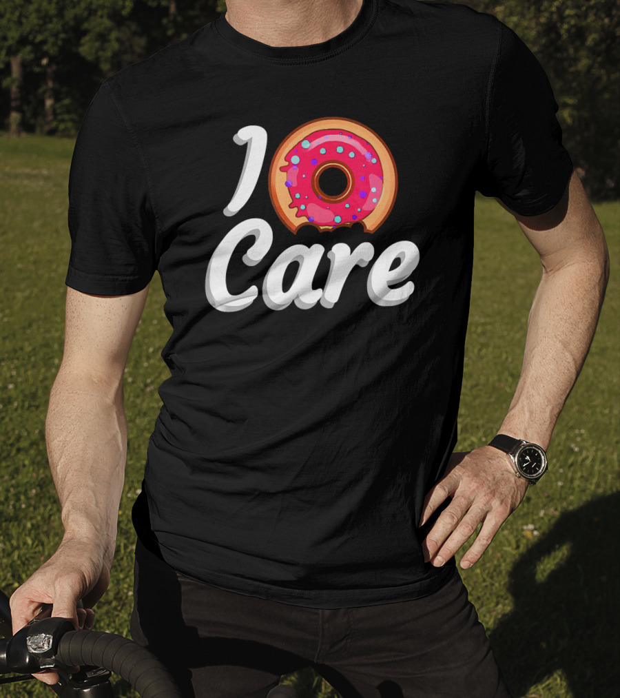 I Donut Care Funny Doughnut Lovers Pink Sprinkled Donut T-Shirt