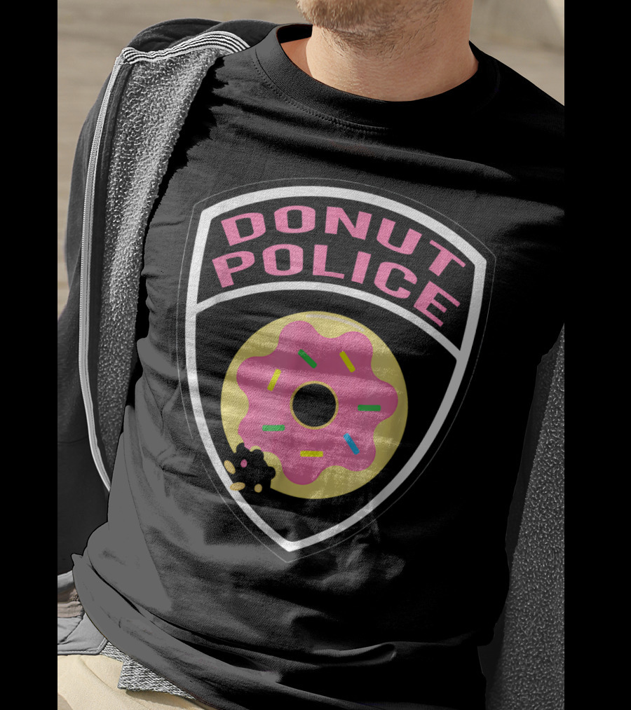 Donut Police Badge Funny Donut Lover Pink Sprinkles T-Shirt