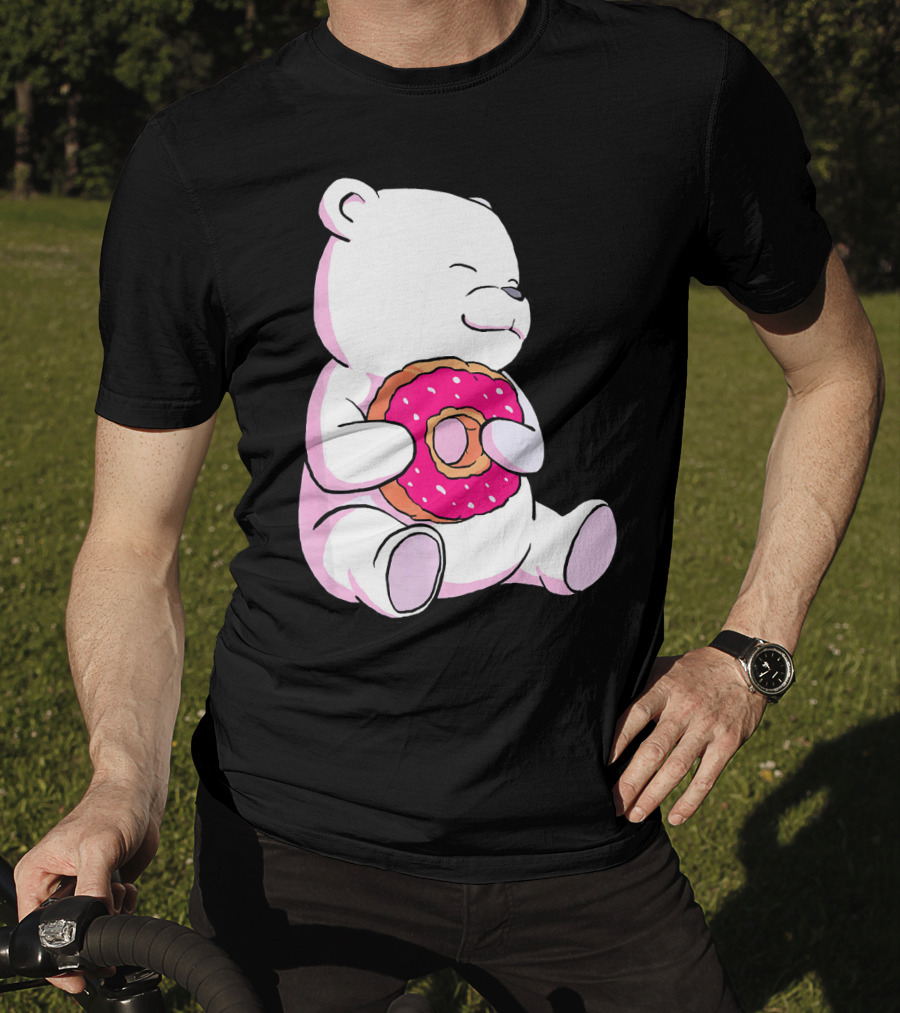 Polar Bear Holding Donut Animal Lover T-Shirt