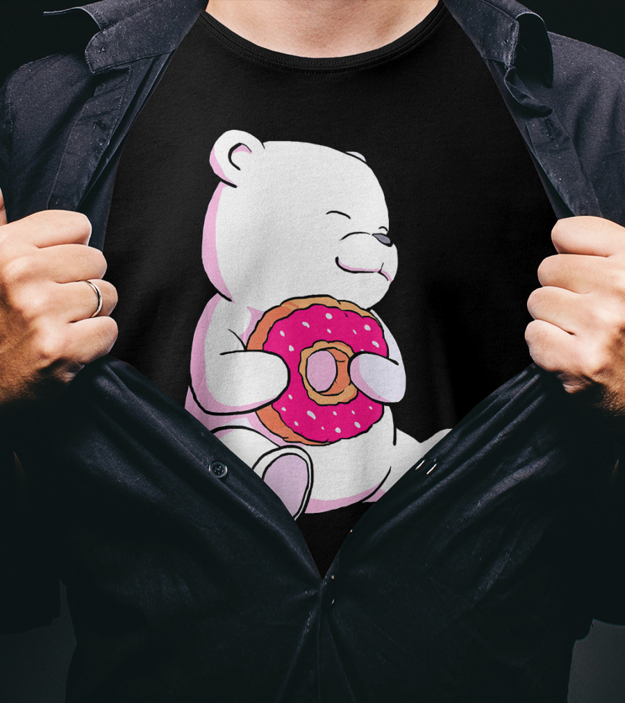 Polar Bear Holding Donut Animal Lover T-Shirt