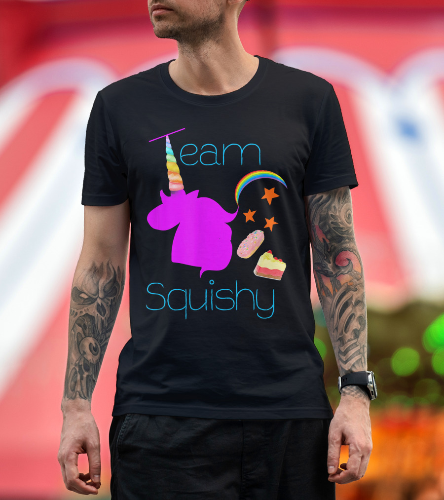 Team Squishy Forever Unicorn Rainbow Donut Cake Stars T-Shirt