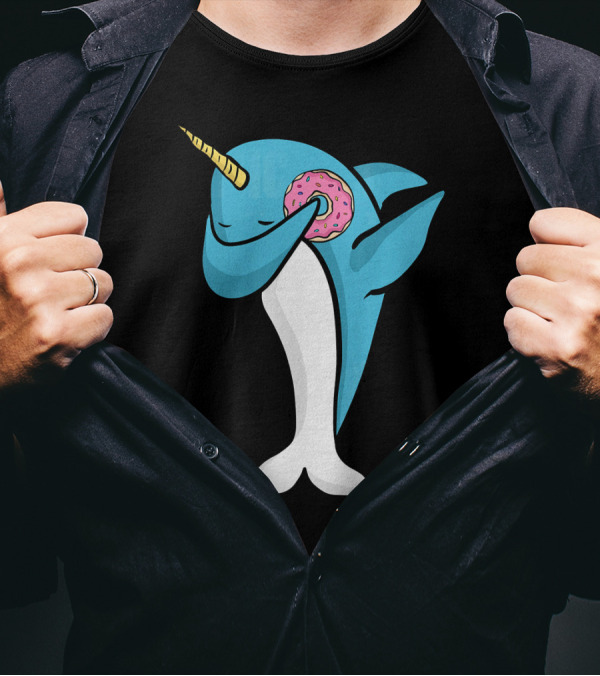 Narwhal Dabbing With Donut Pose T-Shirt