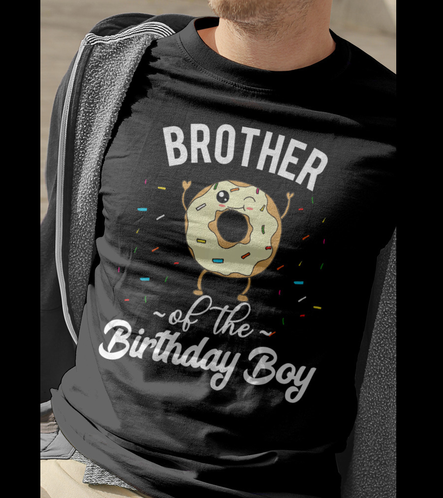 BROTHER Of The Birthday Boy Donut Winking Confetti T-Shirt