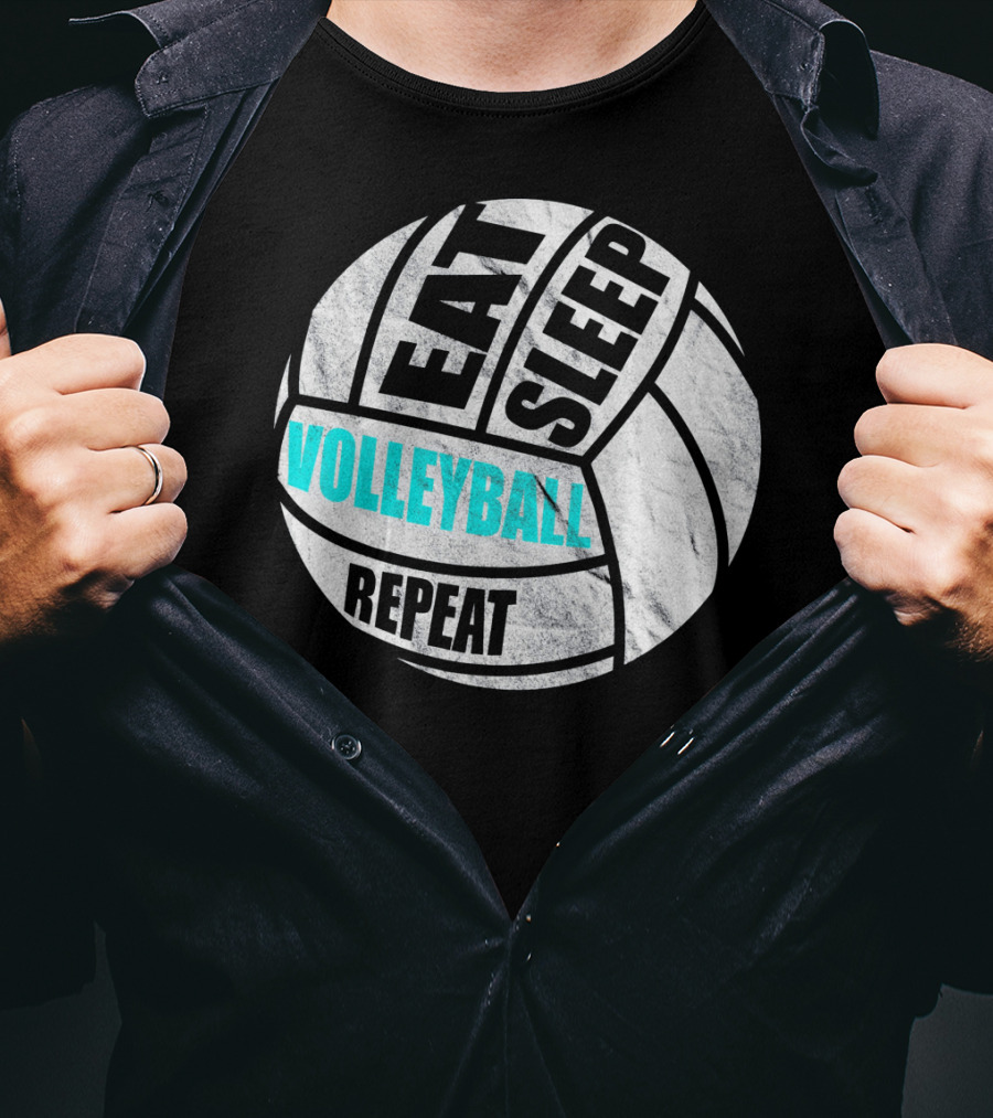 Eat Sleep Volleyball Repeat Distressed Girls Or Boys T-Shirt