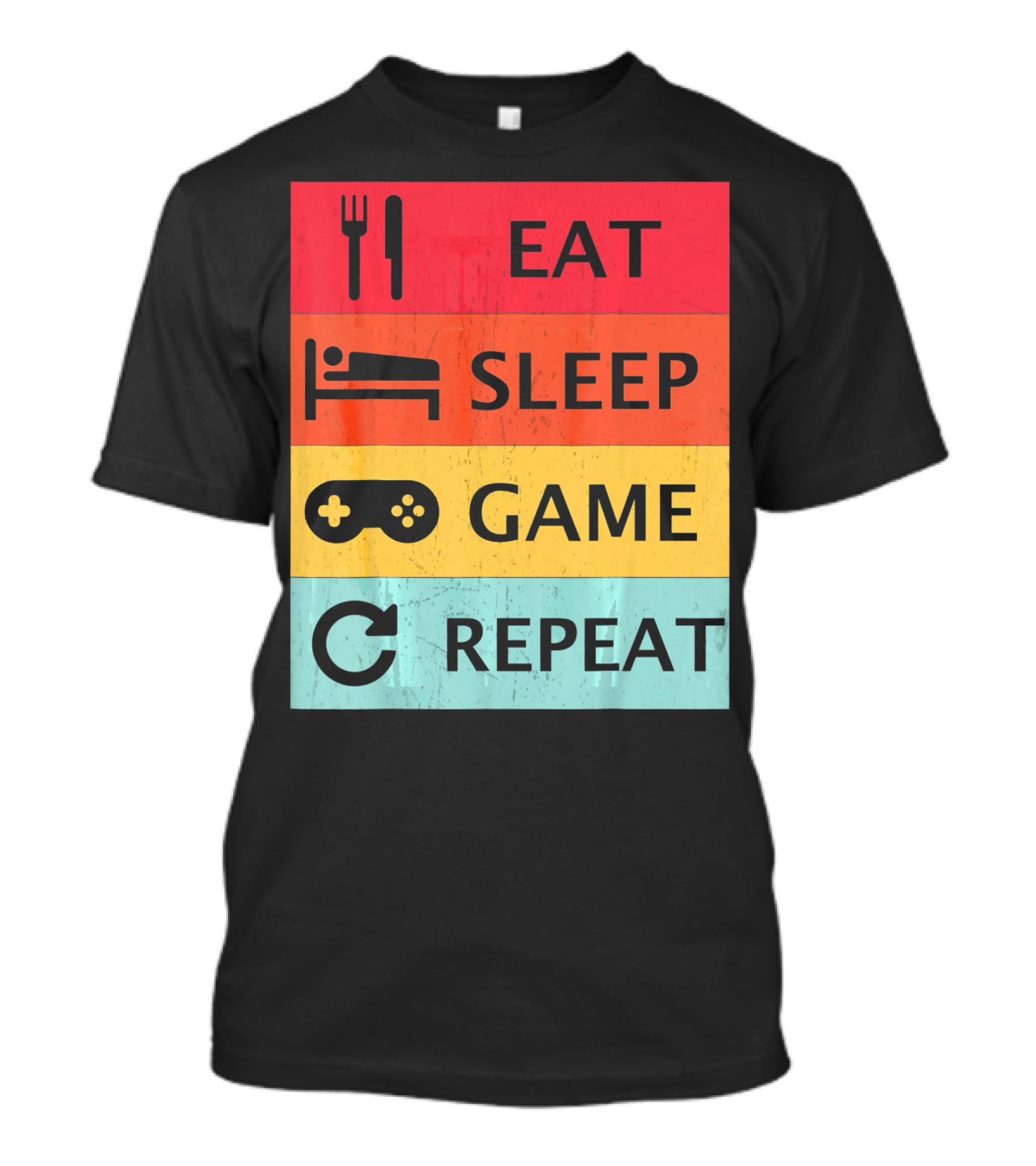 Eat Sleep Game Repeat Meme Retro Icons T-Shirt