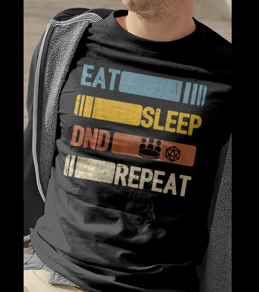 Eat Sleep DND Dice Crown Repeat T-Shirt