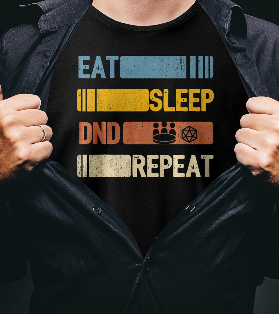 Eat Sleep DND Dice Crown Repeat T-Shirt