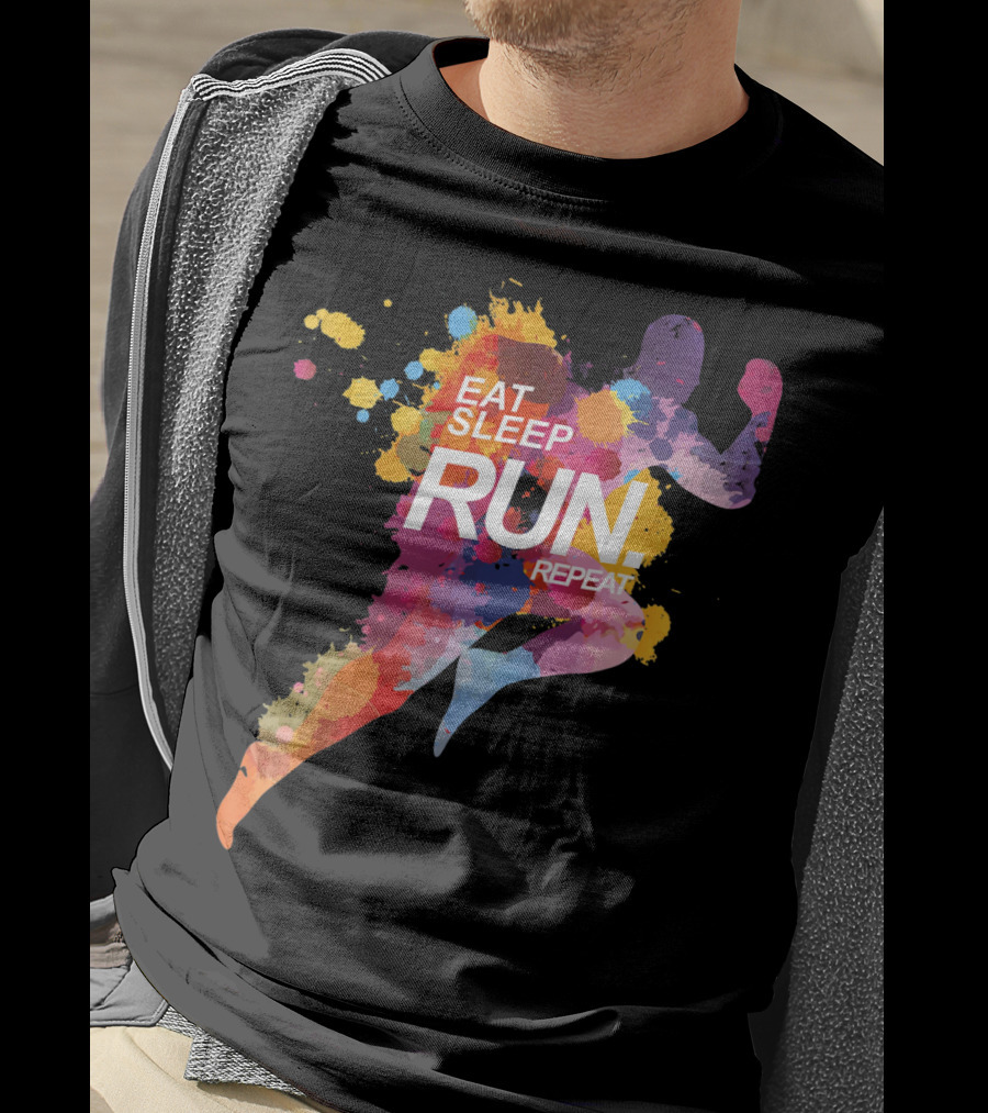 Eat Sleep Run Repeat Colorful Runner T-Shirt