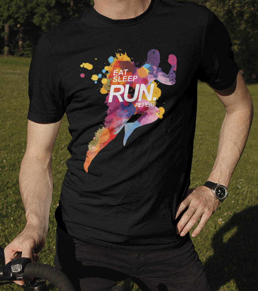 Eat Sleep Run Repeat Colorful Runner T-Shirt
