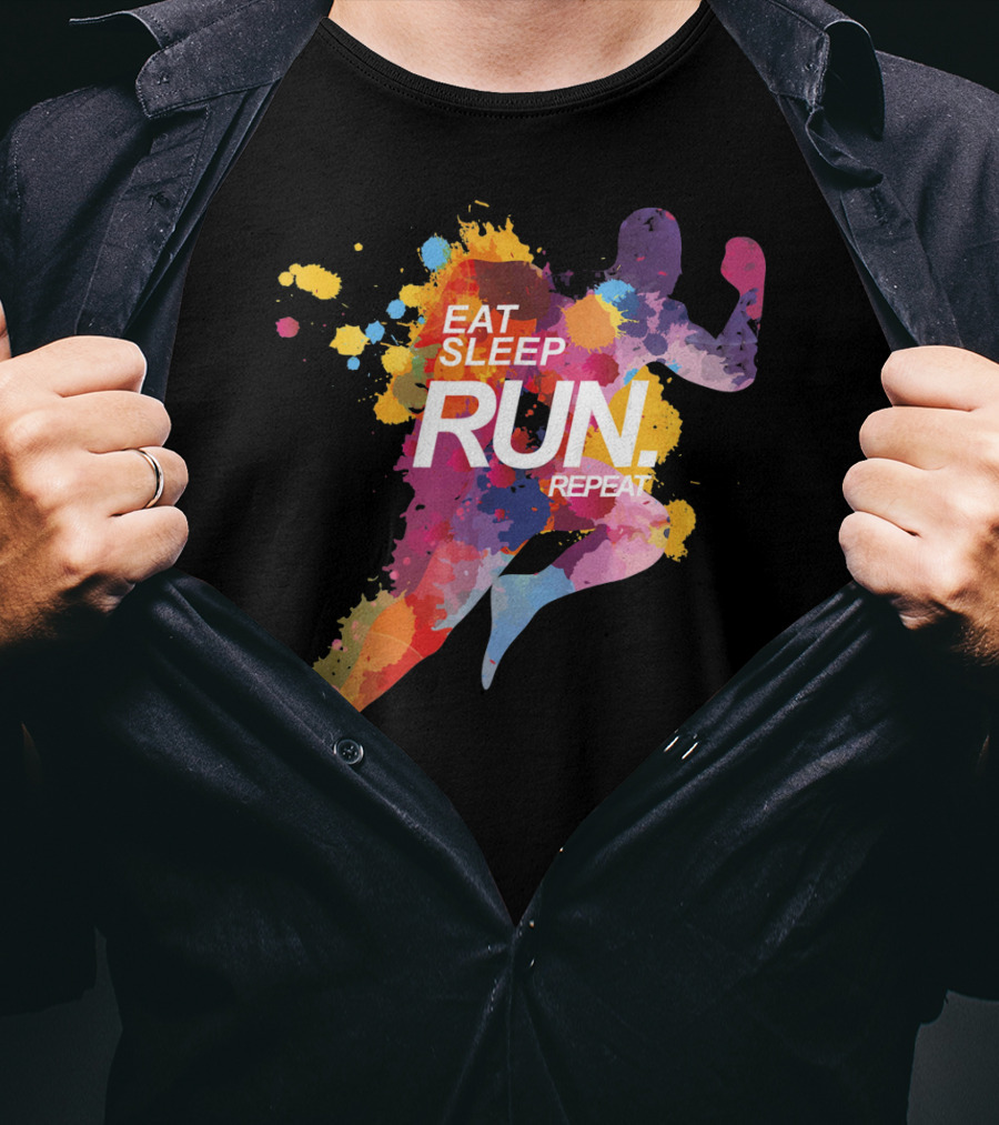 Eat Sleep Run Repeat Colorful Runner T-Shirt