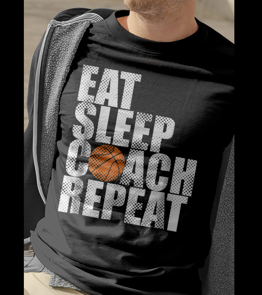 Eat Sleep Coach Basketball Repeat Vintage Style Fun Sports T-Shirt
