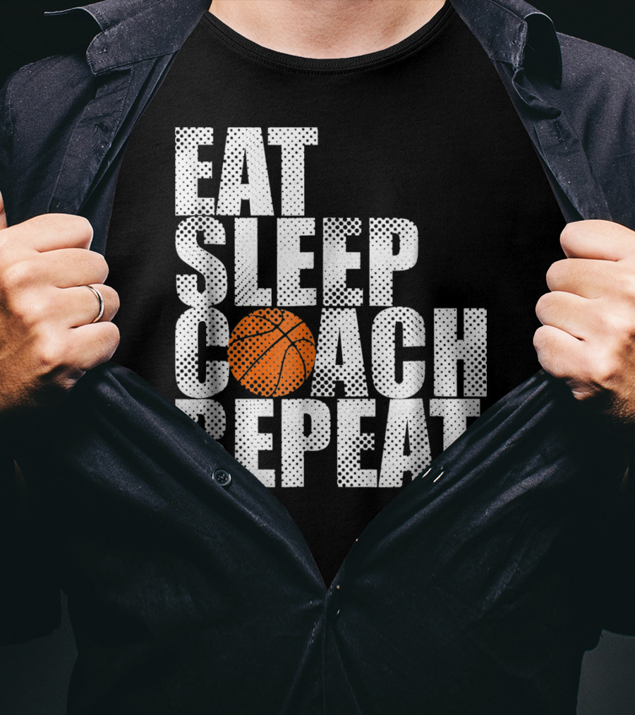 Eat Sleep Coach Basketball Repeat Vintage Style Fun Sports T-Shirt