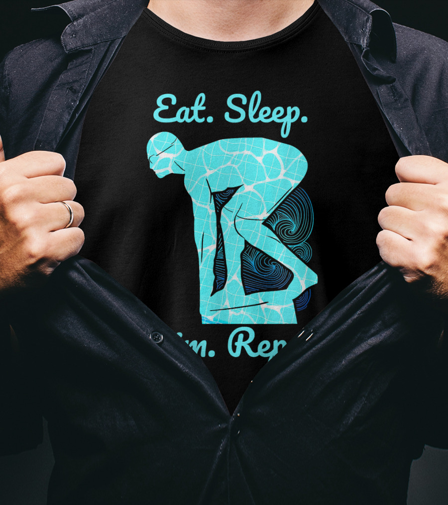 Eat Sleep Swim Repeat Swimmer In Diving Stance T-Shirt