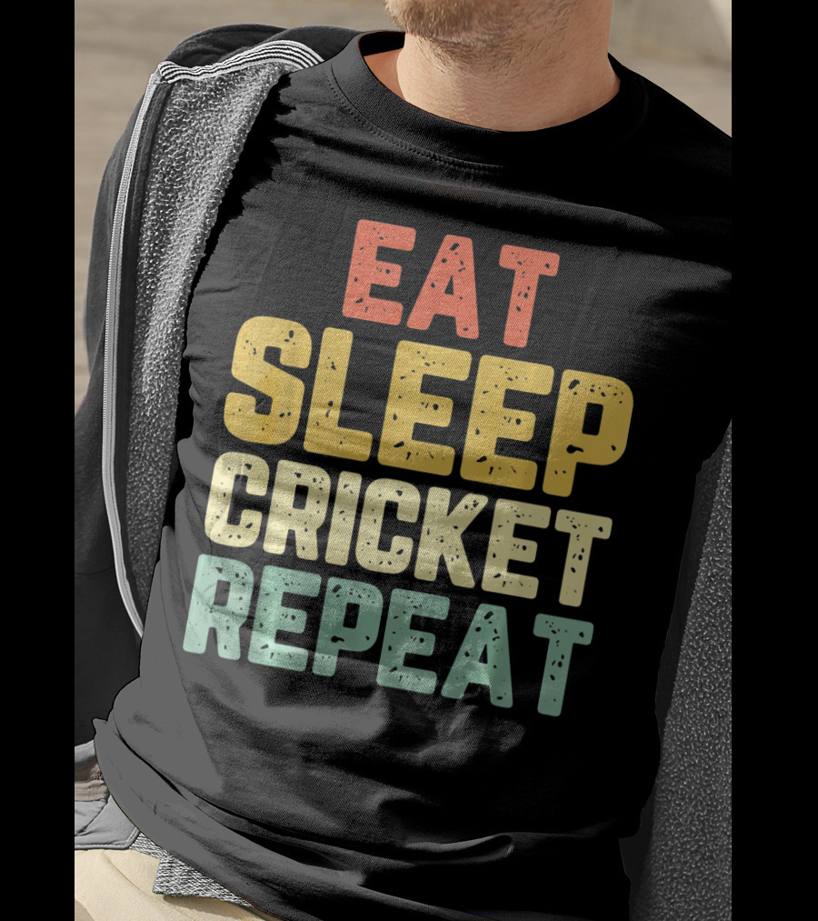 Eat Sleep Cricket Repeat Player Vin T-Shirt