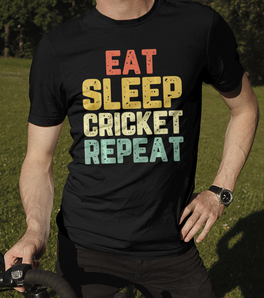 Eat Sleep Cricket Repeat Player Vin T-Shirt