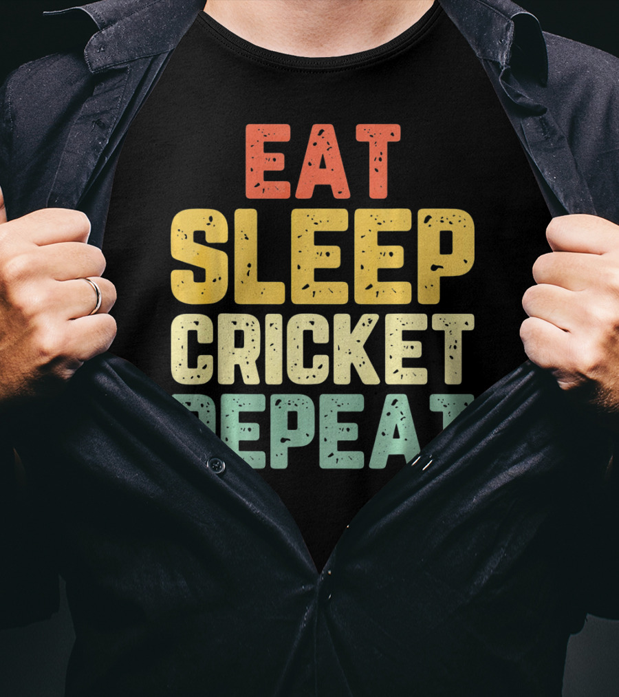 Eat Sleep Cricket Repeat Player Vin T-Shirt