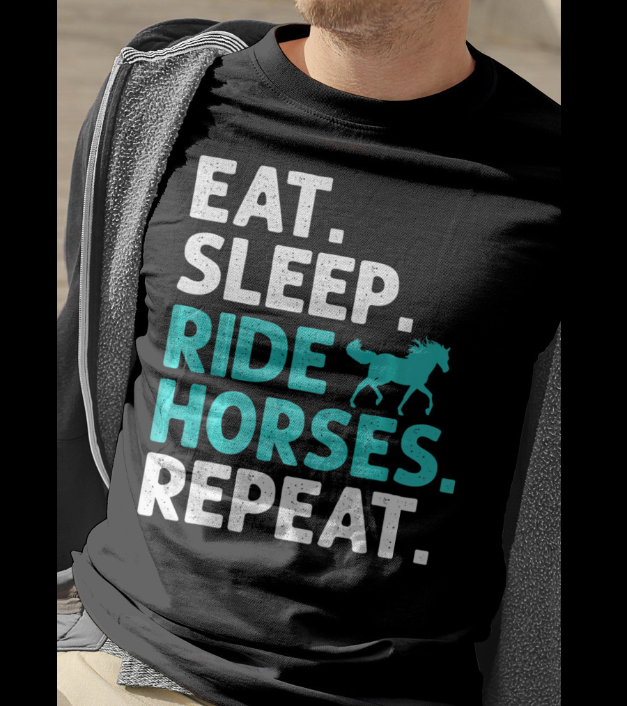 Eat Sleep Ride Horses Repeat Vintage Horse T-Shirt