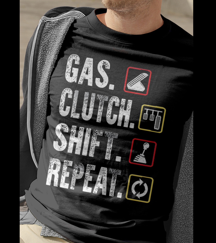 Gas Clutch Shift Repeat Pedal Icons Cycle T-Shirt