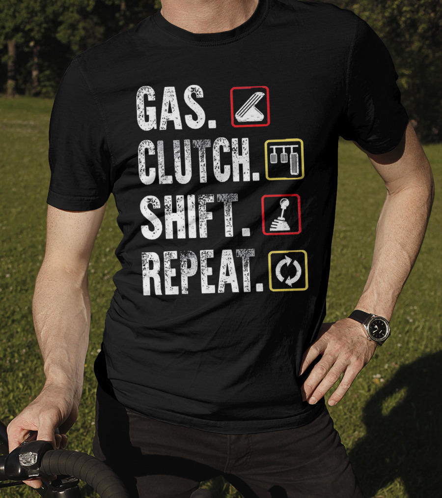 Gas Clutch Shift Repeat Pedal Icons Cycle T-Shirt