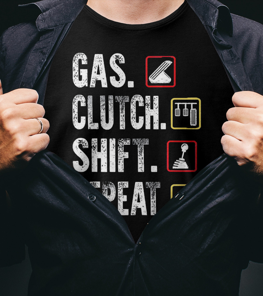 Gas Clutch Shift Repeat Pedal Icons Cycle T-Shirt