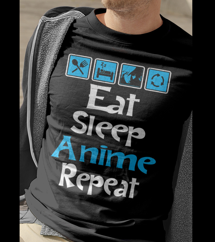 Eat Sleep Anime Repeat Manga SciFi T-Shirt