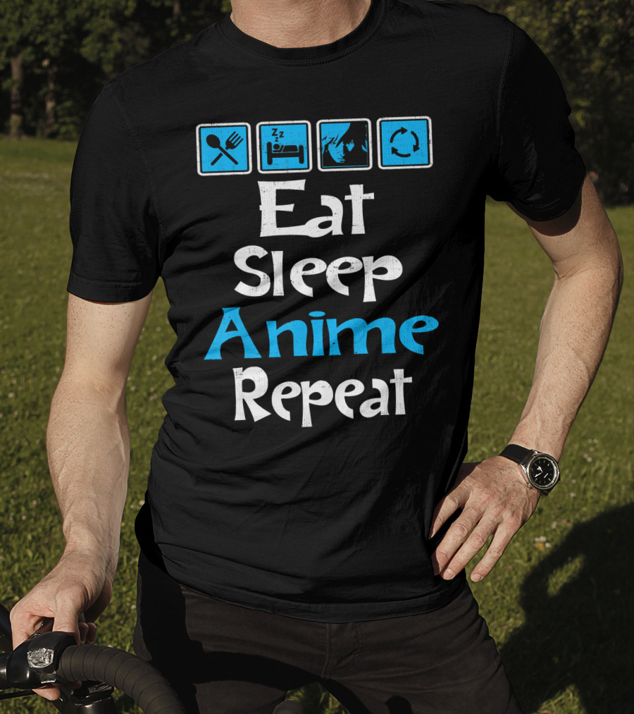 Eat Sleep Anime Repeat Manga SciFi T-Shirt