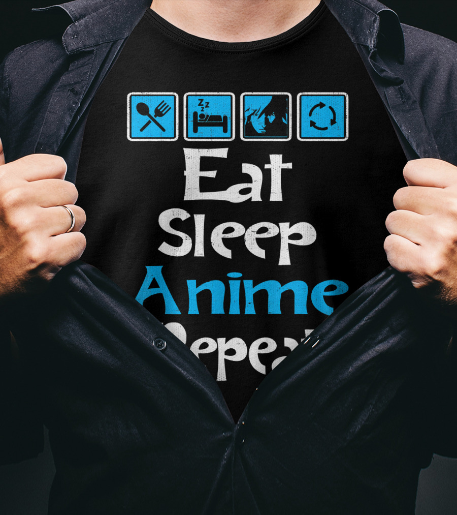 Eat Sleep Anime Repeat Manga SciFi T-Shirt