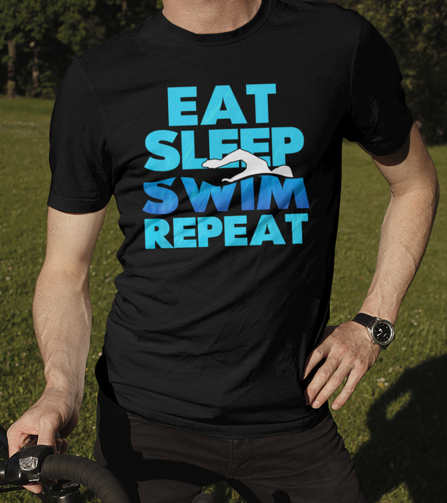 Eat Sleep Swim Repeat Swimmer Tees Iconic Phrase With Swim T-Shirt