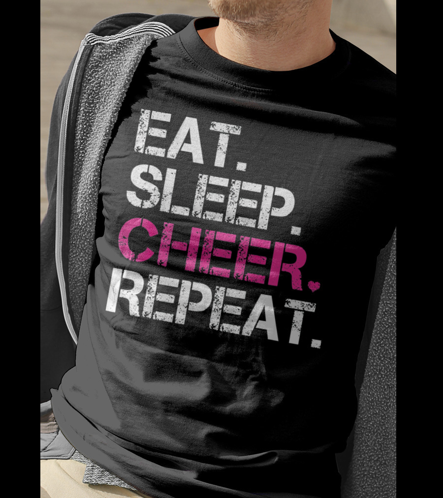Eat Sleep Cheer Heart Repeat Cheerleading T-Shirt