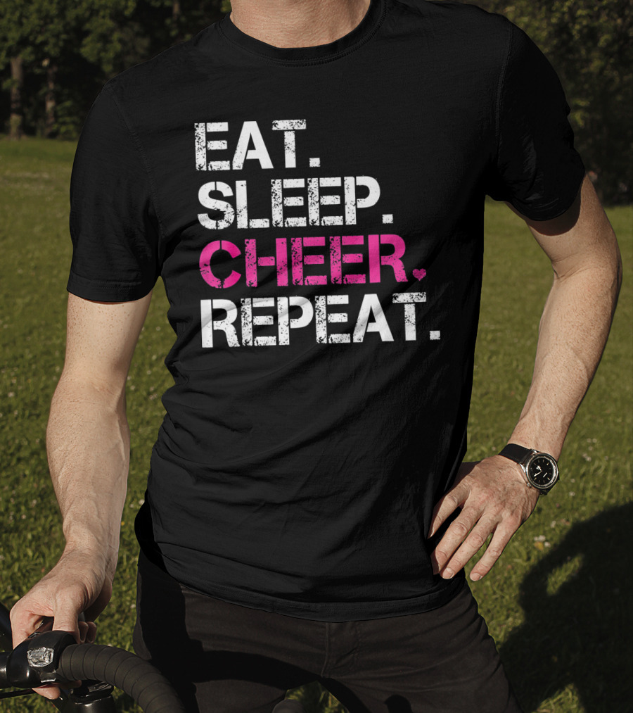 Eat Sleep Cheer Heart Repeat Cheerleading T-Shirt