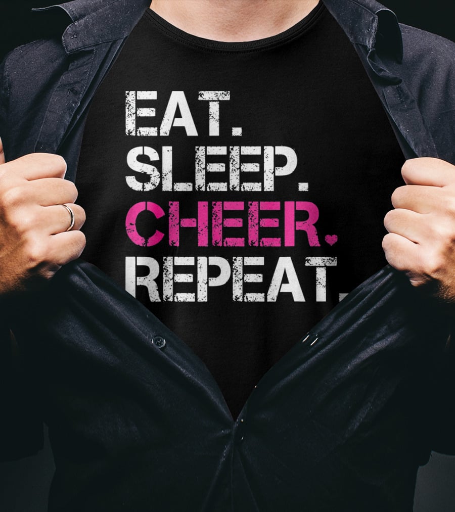 Eat Sleep Cheer Heart Repeat Cheerleading T-Shirt