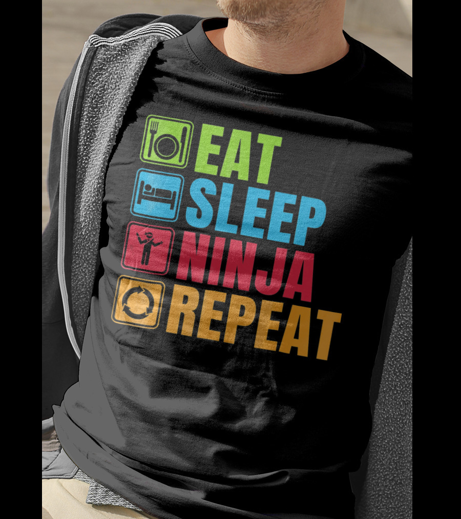 Eat Sleep Ninja Repeat Ninja Martial Arts Cycle T-Shirt
