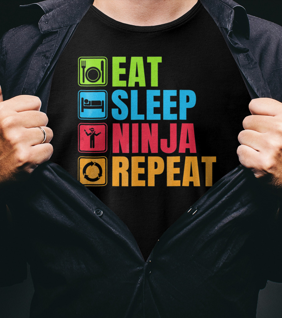 Eat Sleep Ninja Repeat Ninja Martial Arts Cycle T-Shirt