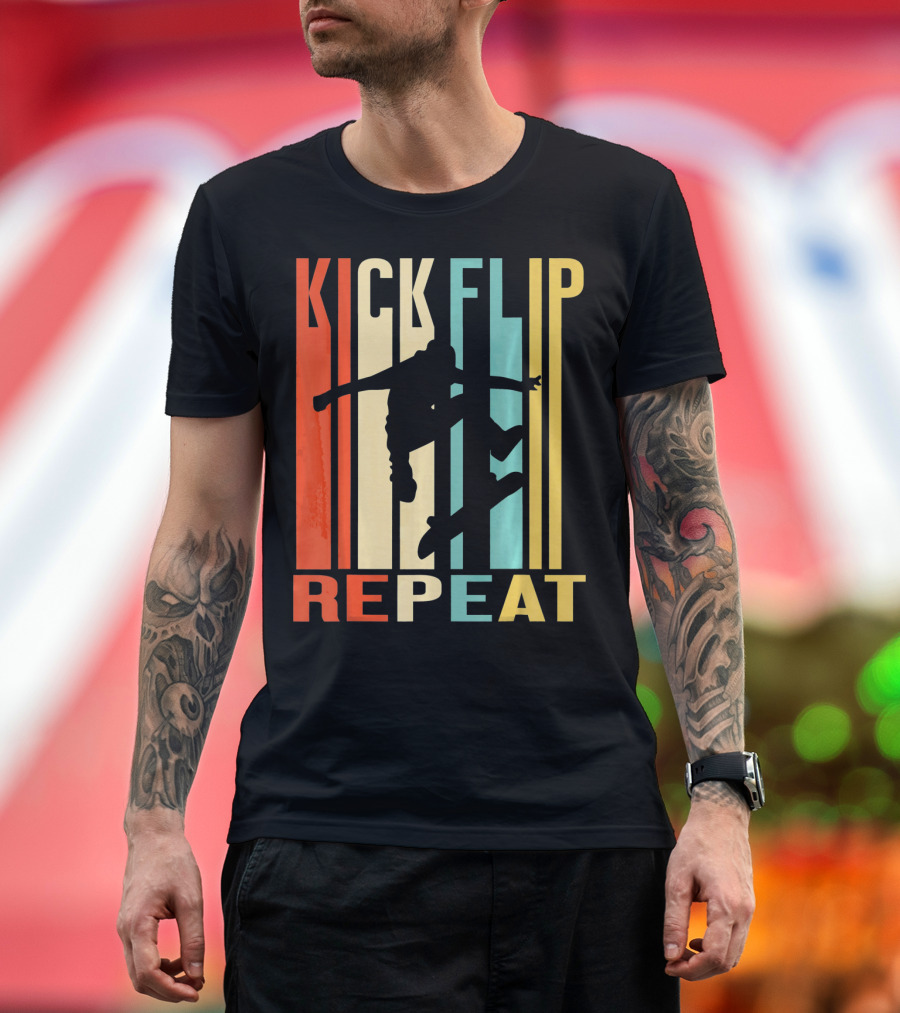 Kick Flip Repeat Vintage Skateboarding T-Shirt