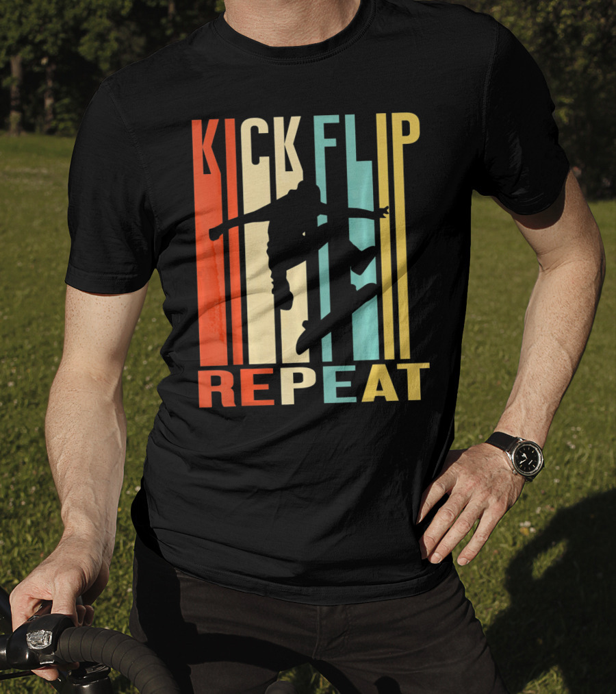 Kick Flip Repeat Vintage Skateboarding T-Shirt