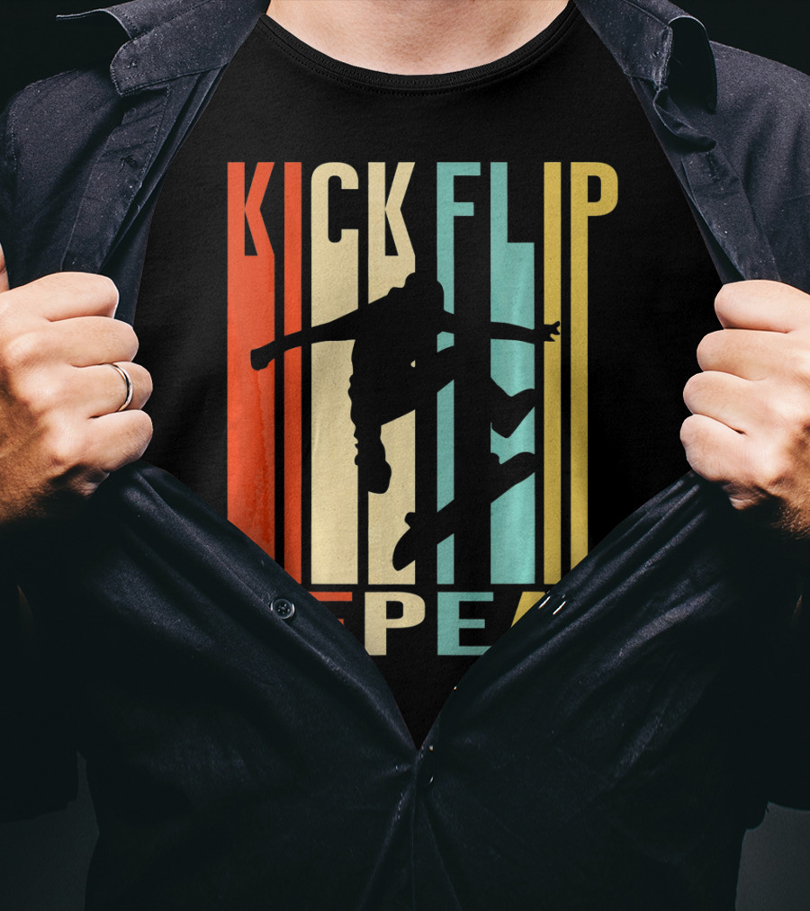 Kick Flip Repeat Vintage Skateboarding T-Shirt