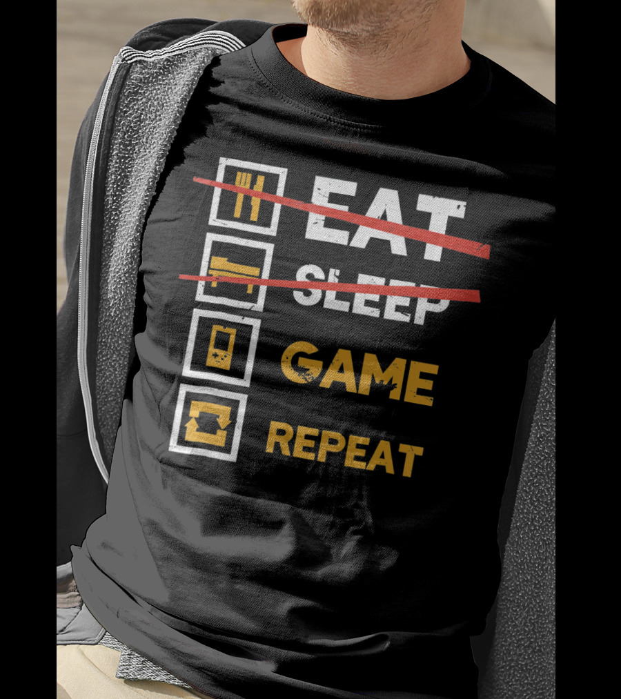 Eat Sleep Game Repeat Gamer Lifestyle Motto T-Shirt