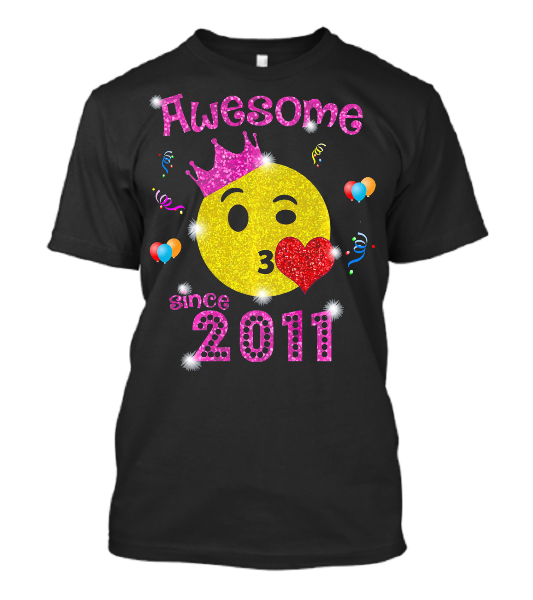 Awesome Emoji Birthday Since 2011 7 Years Old T-Shirt