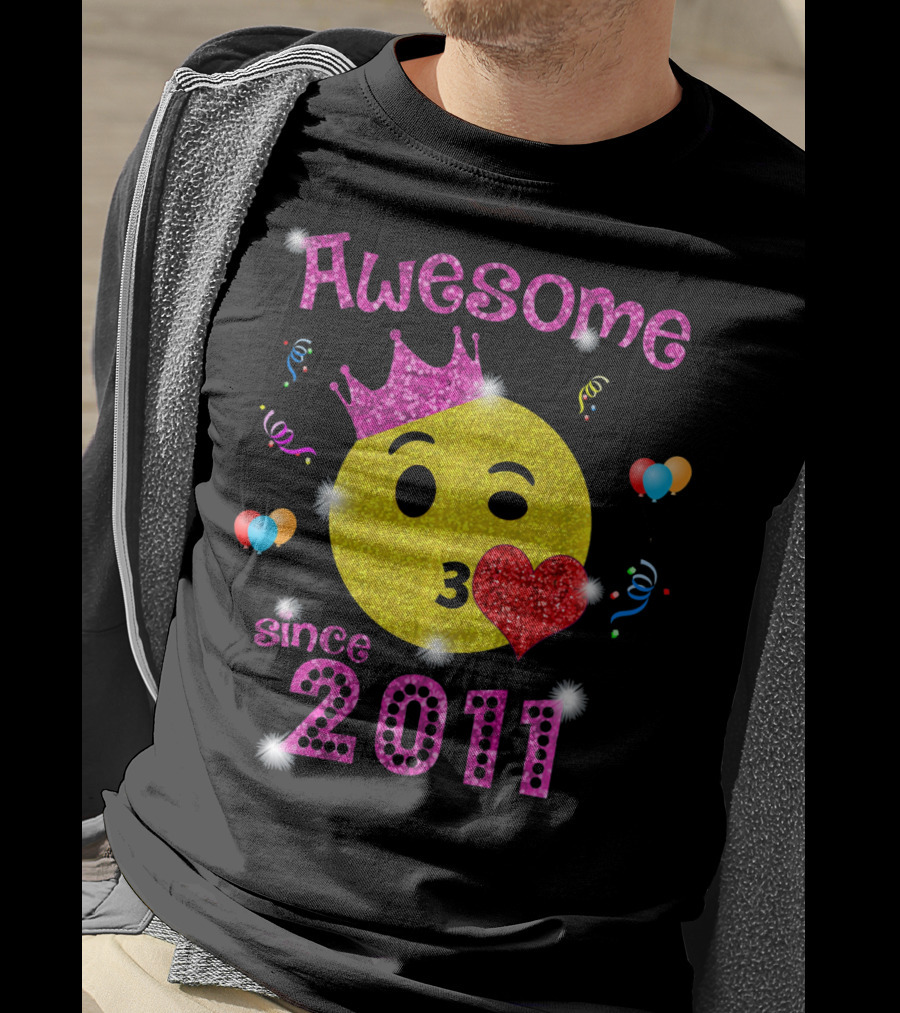 Awesome Emoji Birthday Since 2011 7 Years Old T-Shirt