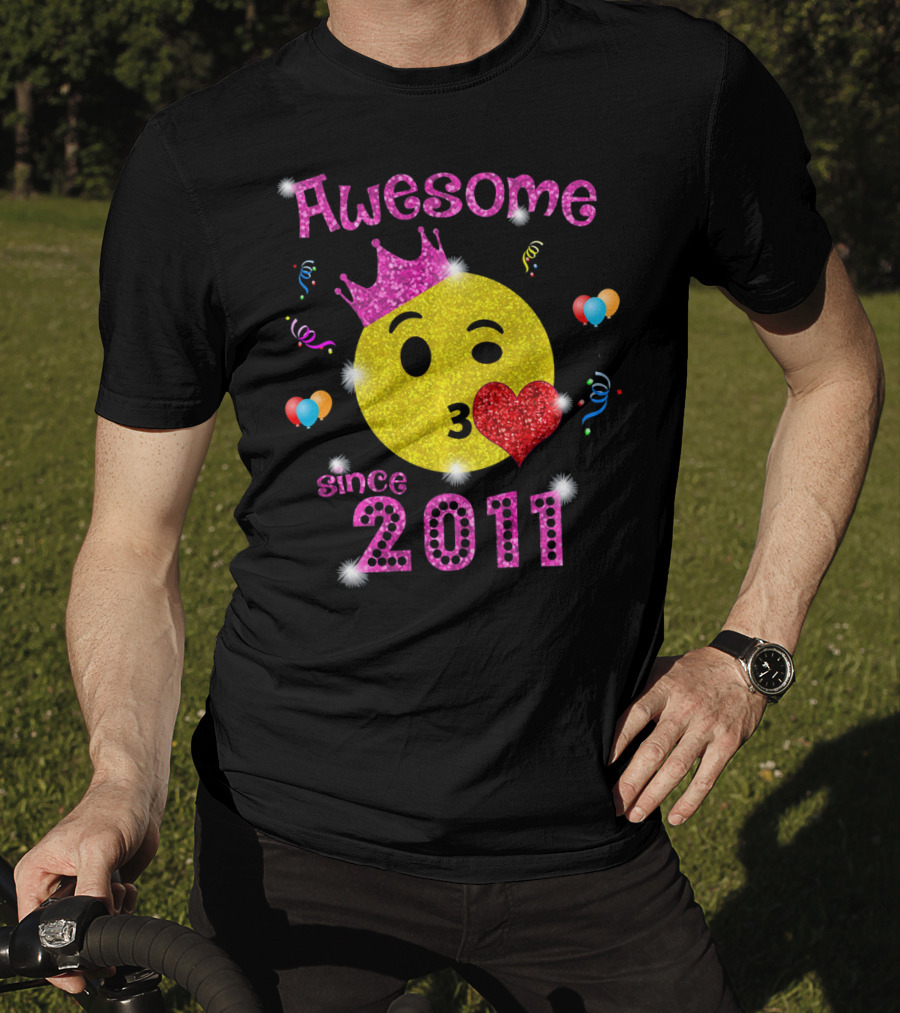 Awesome Emoji Birthday Since 2011 7 Years Old T-Shirt
