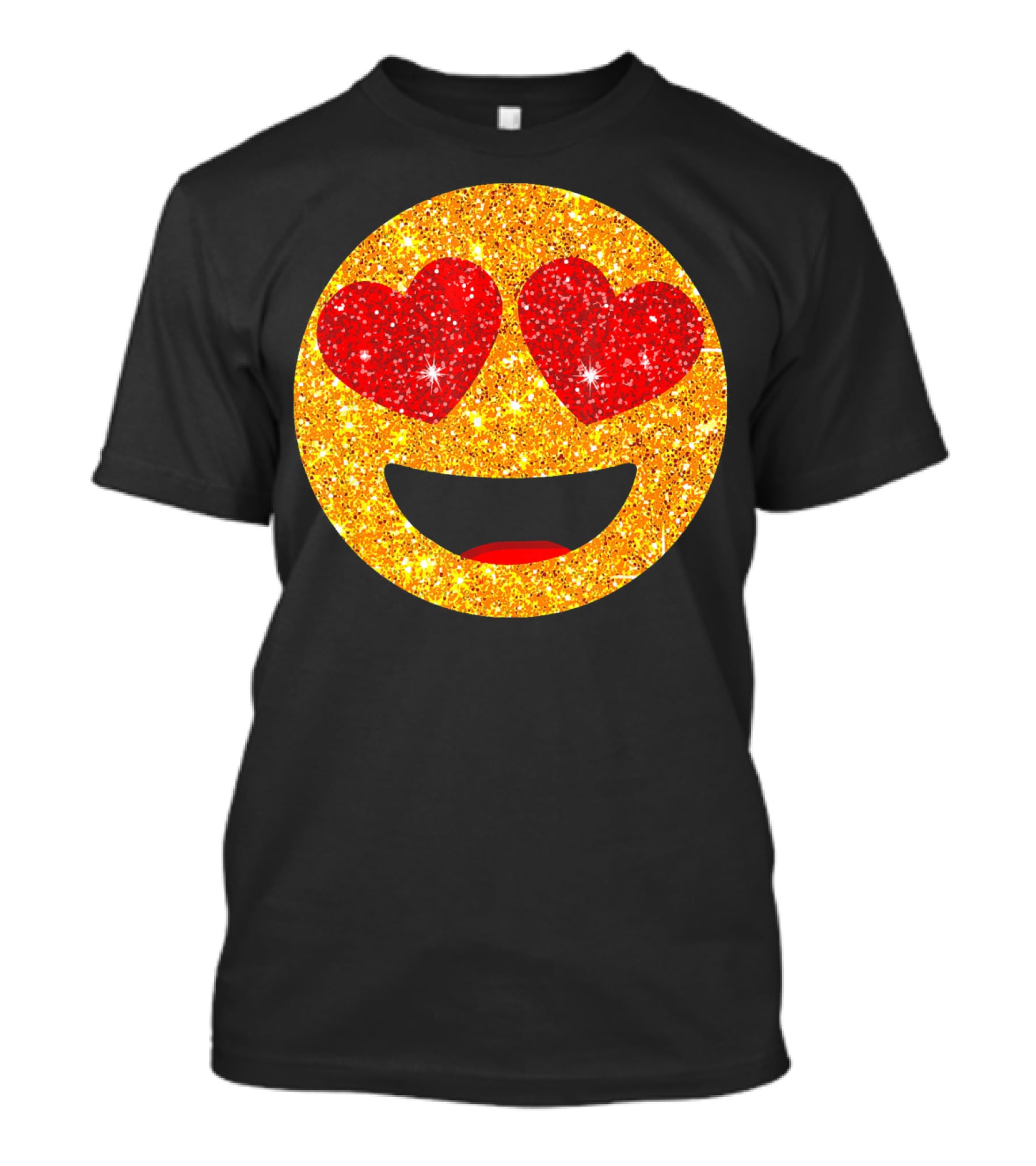 Valentines Day Heart Eyes Emoji Glittering Love Face T-Shirt