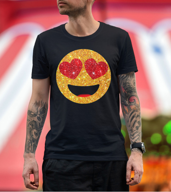 Premium T-Shirt: Valentines Day Heart Eyes Emoji Glittering Love Face T-Shirt Valentines Day Heart Eyes Emoji Glittering Love Face T-Shirt