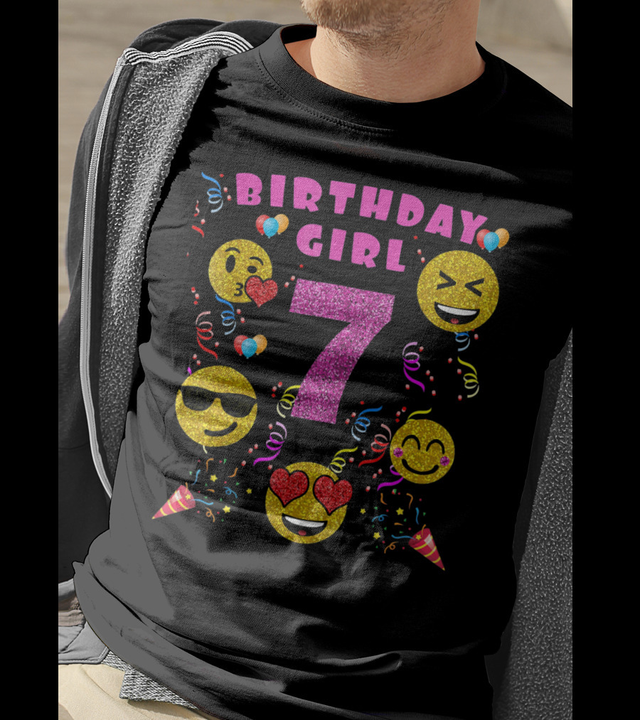 Birthday Girl 7 Emoji Party Celebration Fun T-Shirt