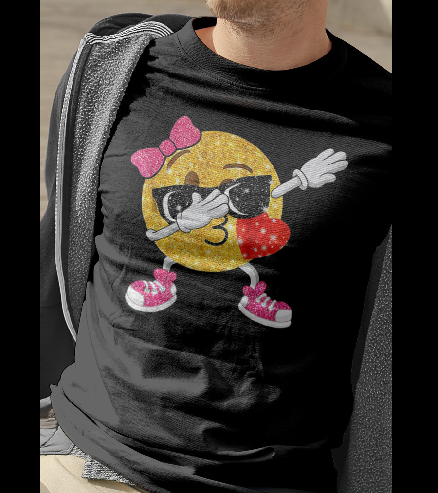Dabbing Glitter Emoji Heart Kiss Bow Sunglasses Sneakers T-Shirt