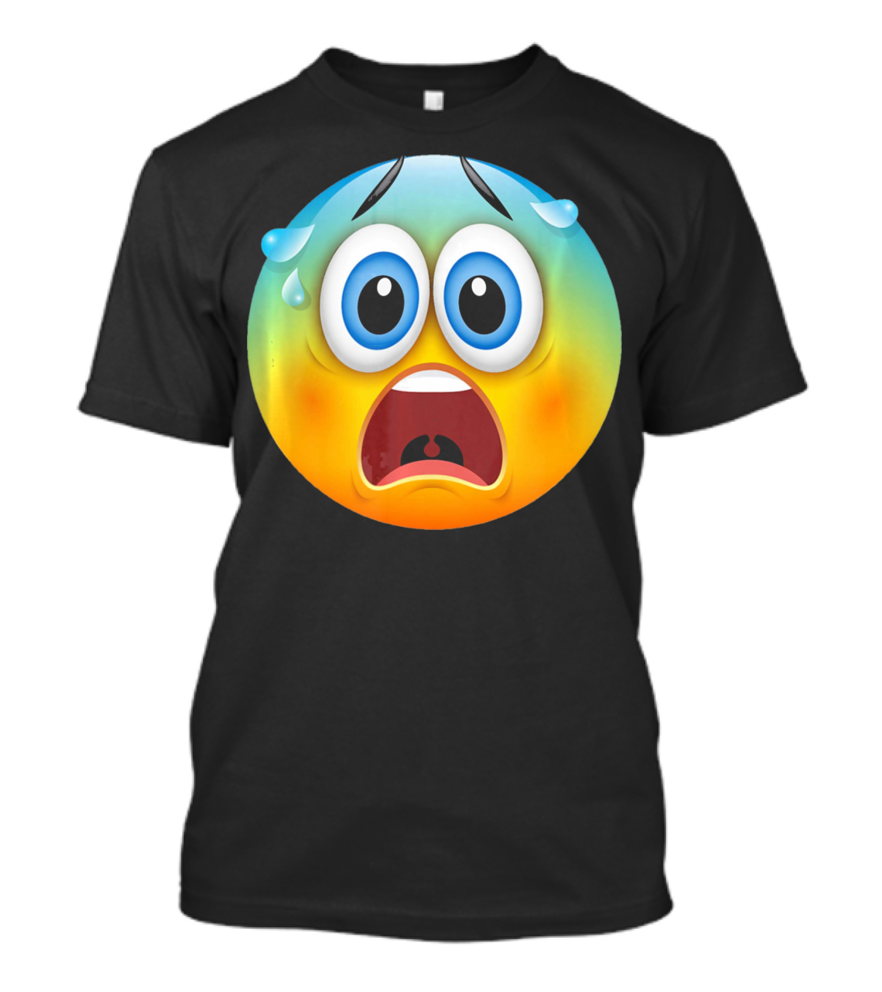 Scared Face Emoji Funny Novelty Sweat Emoji Face T-Shirt