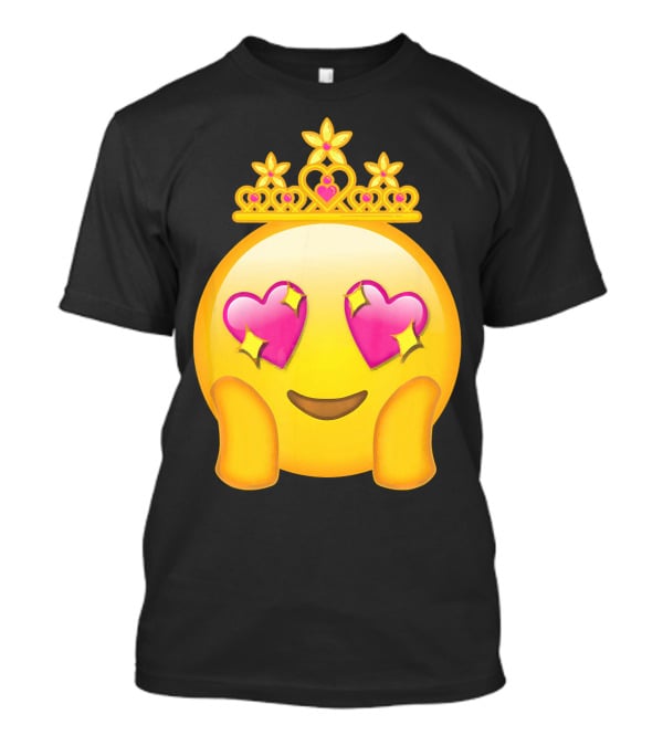 Emoticon Queen Heart Eyes Emoji With Crown Princess T-Shirt