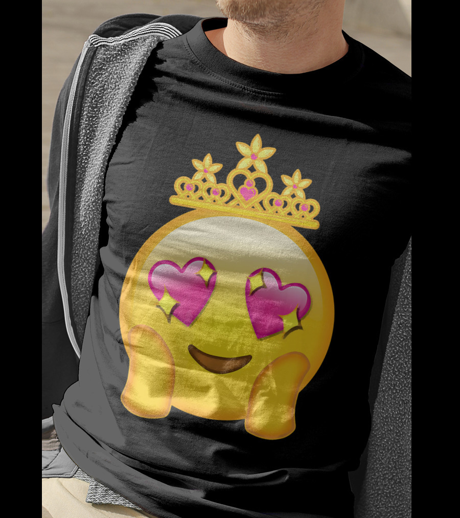 Emoticon Queen Heart Eyes Emoji With Crown Princess T-Shirt