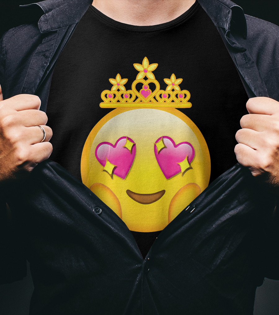 Emoticon Queen Heart Eyes Emoji With Crown Princess T-Shirt