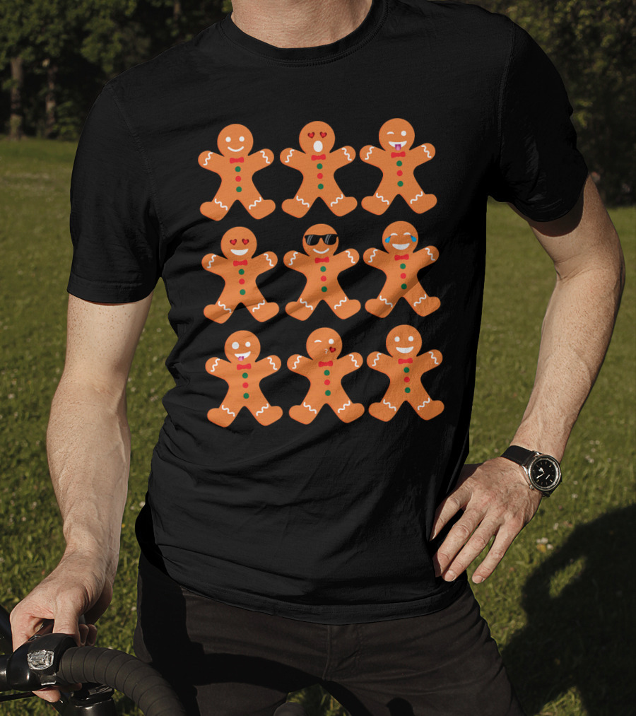 Gingerbread Man Emotions Faces Sunglasses And Tears T-Shirt