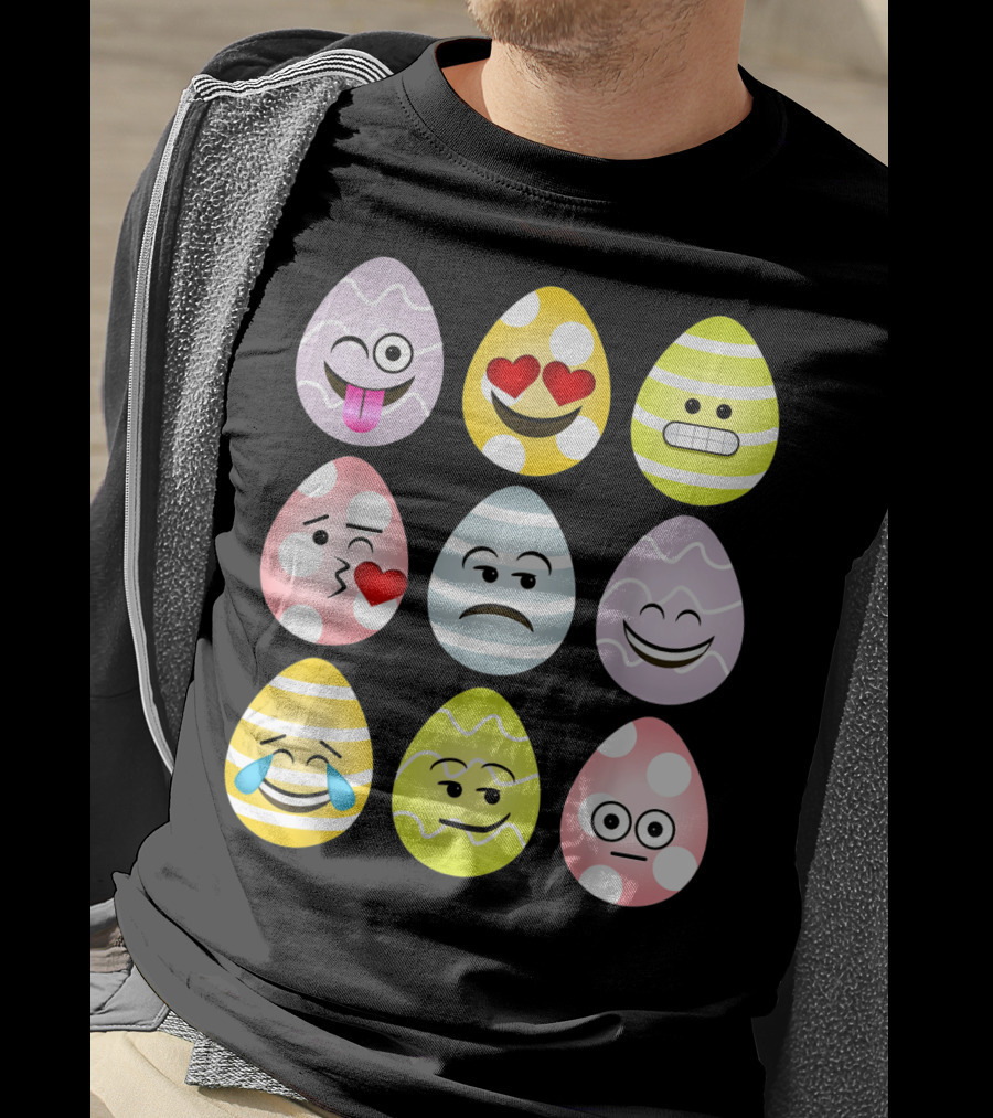 Easter Egg Emoji Faces Fun Expressions T-Shirt